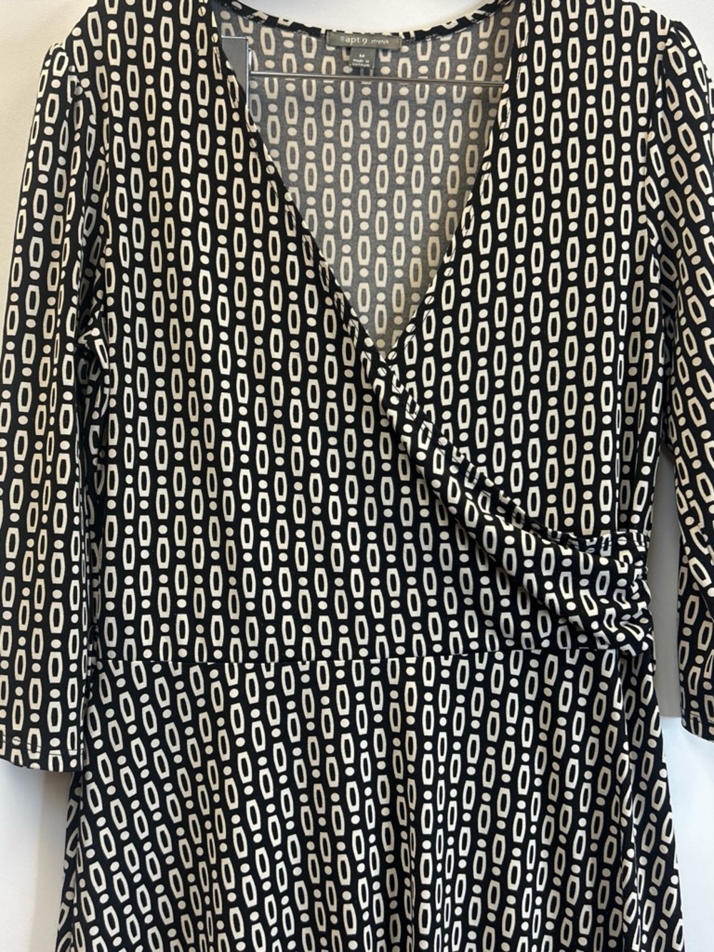 Apt. 9 Black and White Geometric Wrap Midi Dress - Picture 4 of 6